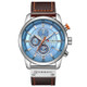 CURREN M8291 Chronograph Watches Casual Leather Watch for Men(White case blue face)