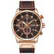 CURREN M8291 Chronograph Watches Casual Leather Watch for Men(Rose case coffee face)