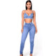 Elastic Waist Casual Jeans (Color:Baby Blue Size:S)