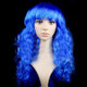 Colorful Wild-Curl Up Party Headwear Wavy Long PET Wigs For Female(Royal Blue)