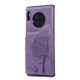 For Huawei Mate30 Pro Cat Tree Embossing Pattern Shockproof Protective Case with Card Slots & Photo Frame(Purple)