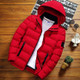 Winter Men Solid Color Short Jacket Slim Warm Hooded Cotton Clothing Casual Youth Down Jacket, Size:XXXXL(Red)