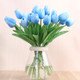 10 PCS Simulation PU Mini Tulip Artificial Flowers Silk Flowers Wedding Home Fake Flowers(Blue)