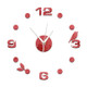 Art Wall Clock Background Wall Stickers TV Wall Stickers 3D Bird Leaves Wall Clock Home Accessories(Red)