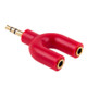 3.5mm Stereo Male to Dual 3.5mm Stereo Female Splitter Adapter(Red)