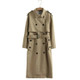 Women Casual Solid Color Double Breasted Outwear Sashes Coat Chic Epaulet Design Long Trench, Size:L(khaki)
