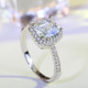 Fashion Big Cubic Crystal Silver Zircon Ring Wedding Jewelry Party Gift, Ring Size:9
