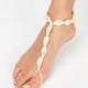 Ladies Summer Beach Travel Accessories Fashion Siamese Long Shell Anklets(White)