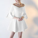 Summer Short Off Shoulder Dress Birthday Party Carpet Dress, Size:S(White )