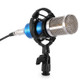 BM-800 3.5mm Studio Recording Wired Condenser Sound Microphone with Shock Mount, Compatible with PC / Mac for Live Broadcast Show, KTV, etc.(Blue)