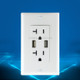 PC Double-connection Power Socket Switch with USB, US Plug, Square White UL 15A Leakage Protection Socket