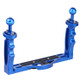 PULUZ Dual Handles Aluminium Alloy Tray Stabilizer for Underwater Camera Housings(Blue)