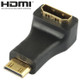 Gold Plated Mini HDMI Male to HDMI 19 Pin Female Adaptor with 90 Degree Angle(Black)