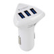 Safety Quickly Charger DC 12-24V Digital Charger Intelligent Matching Current Intelligent Charge 3 USB Ports Car Charger(White)