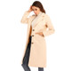 Women Solid Color Long Sleeve Woolen Coat (Color:Beige Size:XXL)