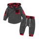 Hoodies Toddler Plaid Hooded Tops Long Pants Kids Set, Kid Size:110cm(Dark Grey)