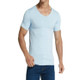 Men Ice Silk Quick Dry T-shirt Short Sleeve V Neck Solid Color Seamless Breathable Top(Baby Blue)