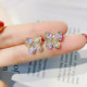 2 Pair Silver Needle Drilling Butterfly Super Immortal Zircon Ear Nails(Gold)