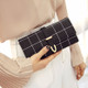 Women Purse Thread Plaid Leather Fashion Design With Polyester Phone Bag Long Slim Ladies Wallet(Black)