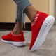 Large Size The Trend Of Women Shoes Wild Sports Leisure Flying Running Shoes, Shoe Size:36(Red)