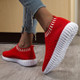 Large Size The Trend Of Women Shoes Wild Sports Leisure Flying Running Shoes, Shoe Size:38(Red)