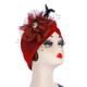 Spring and Autumn Flowers Dots Mesh Turban Hat Wrap Hat(Wine Red)