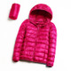 Casual Ultra Light White Duck Down Jacket Women Autumn Winter Warm Coat Hooded Parka, Size:L(Rose Red)