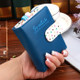 Fashion Dot Pattern 2-Folding Short Design PU Leather Zipper Wallet Coin Purse for Women(Dark Blue)