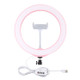 PULUZ 10.2 inch 26cm USB 3 Modes Dimmable LED Ring Vlogging Selfie Photography Video Lights with Cold Shoe Tripod Ball Head & Phone Clamp(Pink)