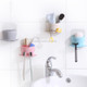 2 PCS Bathroom Multifunctional Plastic Powerful Suction Cup Rack Toothbrush Storage Rack Holder(Beige)