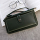 PU Leather Long Wallet Women Purse Female Clutch Zipper Wallets(Dark Green)