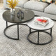 Two-in-one Coffee Table Wrought Iron Table Simple Modern Combination Small Round Table(Black Texture +White Texture)