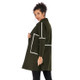 Contrast Thickened Woolen Coat Lapel for Women (Color:Army Green Size:M)