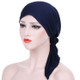 Curved Two Tail Wrap Cap Turban Hat, Size:M (56-58cm)(Navy)