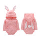 Lovely Newborn Baby Girls Cartoon Rabbit Ear Romper Hooded Kids Jumpsuit Outfits, Kid Size:80cm(Pink)