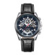 WeiYaQi 89032 Fashion Quartz Movement Wrist Watch with Leather Band(Black + Dark Blue)