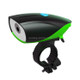 USB Charging Bike LED Riding Light, Charging 6 Hours with Horn (Green)