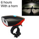 USB Charging Bike LED Riding Light, Charging 6 Hours with Horn (Red)