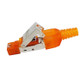 Tool-free Assembly RJ-45 Connector Modular Plug, STP Cat6a Gigabit Shielding(Orange)