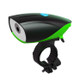 USB Charging Bike LED Riding Light, Charging 6 Hours with Horn & Line Control (Green)