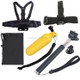 YKD-127 6 in 1 Chest Belt + Head Strap + Floating Bobber Monopod + Monopod Tripod Mount Adapter +  Carry Bag Set for GoPro HERO7 /6 /5 /5 Session /4 Session /4 /3+ /3 /2 /1, Xiaoyi and Other Action Cameras