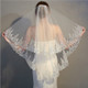 Layer Mori Wedding Short Veil Bridal Veil Wedding Accessories, Style:152 White, Size:80-100cm