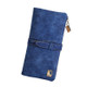 Fashion Women Wallets Drawstring Nubuck Leather Zipper Wallet Women&#39;s Long Design Purse Two Fold Bag(Blue)