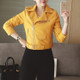 Punk Lapel Women Leather Jacket (Color:Yellow Size:L)