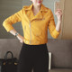 Punk Lapel Women Leather Jacket (Color:Yellow Size:XL)