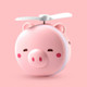 USB Charging Mini Portable LED Night Light Vanity Mirror with Fan(Wink Eyes Pig)