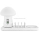 HQ-UD12 Universal 4 in 1 40W QC3.0 3 USB Ports + Wireless Charger Mobile Phone Charging Station with Mushroom Shape LED Light, Length: 1.2m, US Plug (White)