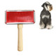Soft Curve Needled Manual Bristles Grooming Cleaning Brush with Wood Handle for Pet, Big Size
