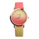 OKTIME WOK13402 2 PCS Retro Gradient Color Design Leather Belt Quartz Watch for Men / Women(the rose gold shell is red and yellow)