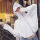 Summer Outdoor Ice Silk Zipper Sun-proof Clothing Headscarf Suit Protection Equipment(White)